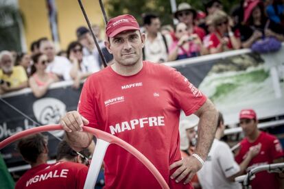 Xabi Fernández, a bordo del Team Mapfre.