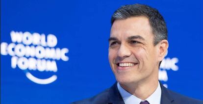 El presidente del Gobierno, Pedro Sánchez, en su visita al foro de Davos en 2019