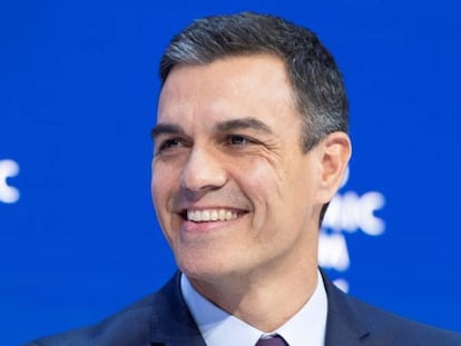 El presidente del Gobierno, Pedro Sánchez, en su visita al foro de Davos en 2019