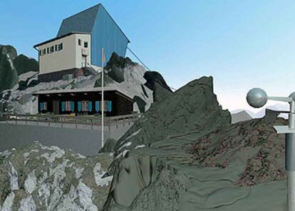Vista del hotel virtual <b>Vue des Alpes,</b> de los suizos Monica Studer y Christoph van der Berg.