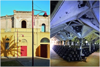 Plaza de Toros de Jerez, de 1839, cuyo color albero tiene que ver con el vino, porque se utiliza también en el suelo de las bodegas.