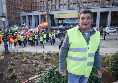 Ricardo Argoy, agricultor de La Rioja, que se ha unido a la marcha del sector primario este lunes en Madrid.
