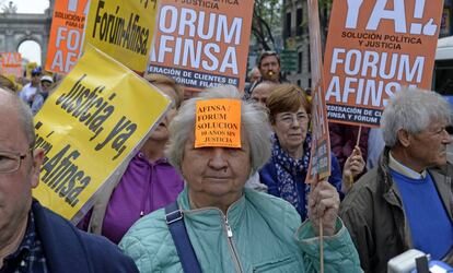 Afectados de Afinsa y F&oacute;rum Filat&eacute;lico, en una manifestaci&oacute;n en Madrid. 