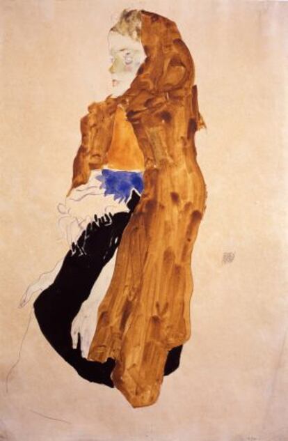 &#039;Girl with yellow shawl (La ni&ntilde;a del chal amarillo)&#039;, pintada por Egon Schiele en 1911.