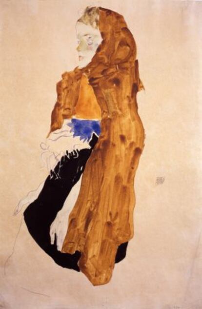 'Girl with yellow shawl (La niña del chal amarillo)', pintada por Egon Schiele en 1911.