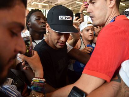 Neymar, durante el acto publicitario, en Miami.