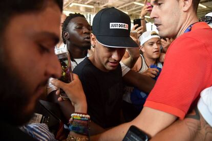 Neymar, durante el acto publicitario, en Miami.