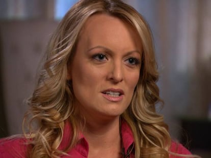 Stormy Daniels, durante a entrevista à CBS transmitida neste domingo.