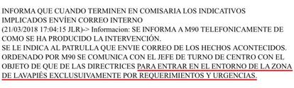 Orden transmitida el miércoles por la emisora de la Policía Municipal de no entrar en Lavapiés.