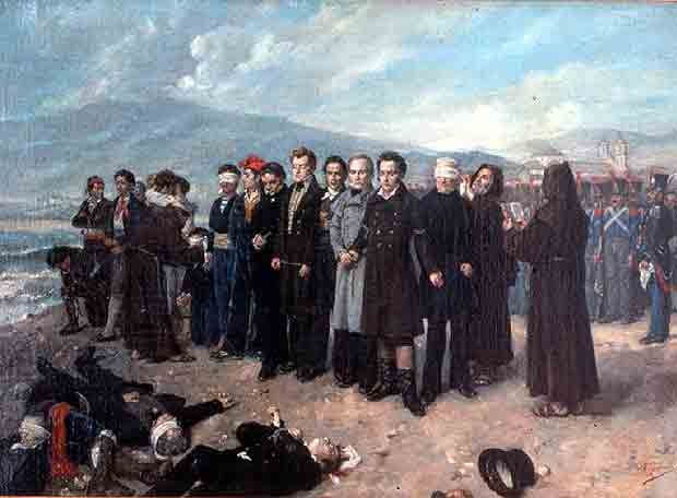 El cuadro 'Fusilamiento de Torrijos y sus compañeros en las playas de Málaga',  de Antonio Gisbert, en el Museo del Prado. 
