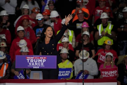 Tulsi Gabbard, en un mitin de Trump en Pensilvania.