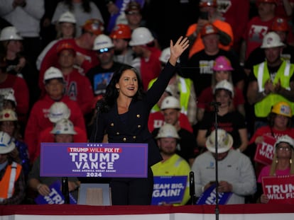 Tulsi Gabbard, en un mitin de Trump en Pensilvania.
