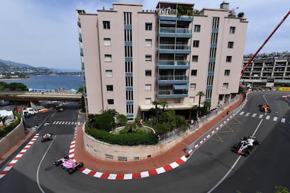 Una de las curvas del circuito del Gran Premio de Fórmula 1 de Mónaco, el 27 de mayo de 2018.