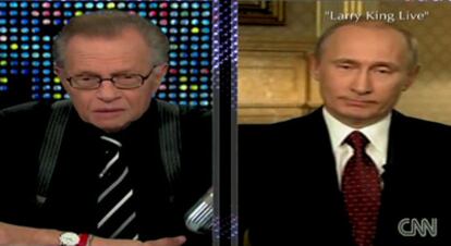 El primer ministro ruso, Vladímir Putin, entrevistado por Larry King en la CNN.