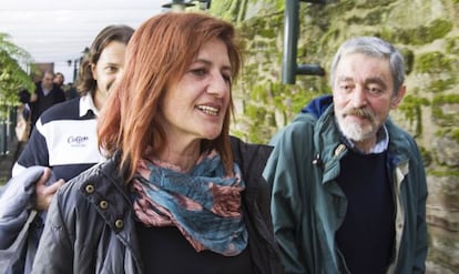 Martínez, ayer en Santiago con Luis Eyré, uno de los dirigentes de Cerna.