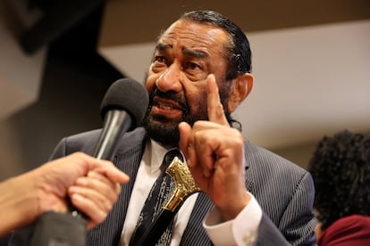Al Green en una conferencia de prensa en Aurora, Illinois, el 5 de agosto 2025.