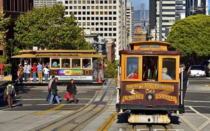 Los famosos &#039;cable cars&#039; de San Francisco. 