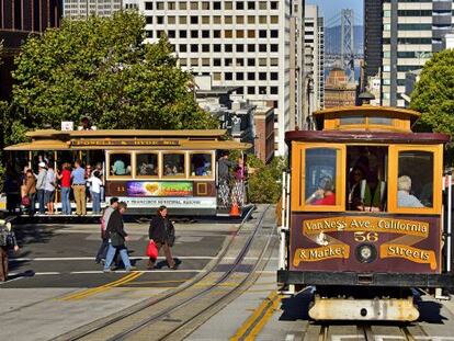 Los famosos &#039;cable cars&#039; de San Francisco. 