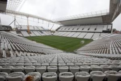 Vista general del estadio Arena Corinthians, también conocido como Itaquerão, en Sao Paulo. Este estadio, que será la sede inaugural del Mundial de Fútbol Brasil 2014, fue entregado hoy por la constructora Odebrecht.