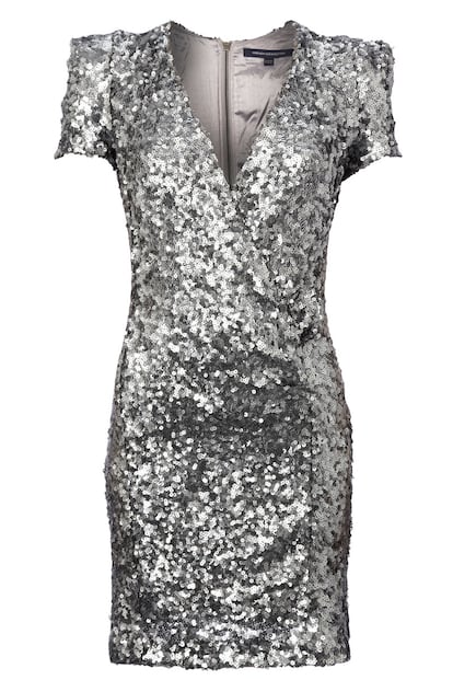 Para las más fiesteras, un vestido de paillettes en plata al más puro estilo Studio 54. Éste es de French Connection y cuesta 234 euros. 