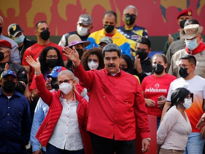 Nicolás Maduro durante la celebración del vigésimo aniversario del regreso al poder de Hugo Chávez al poder.