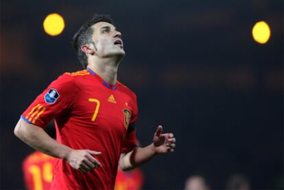 David Villa, en el partido de España ante Escocia.