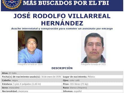 La tarjeta de búsqueda del narcotraficante mexicano José Rodolfo Villarreal Hernández.