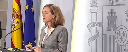 La vicepresidenta económica del Gobierno, Nadia Calviño, en La Moncloa.