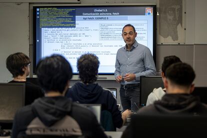 Clase de Informtica, en el instituto pblico Leonardo da Vinci de Albacete, el 17 de enero.