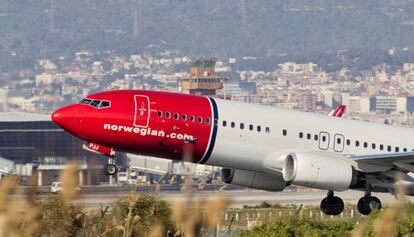 Avió de Norwegian a l'aeroport de Barcelona.