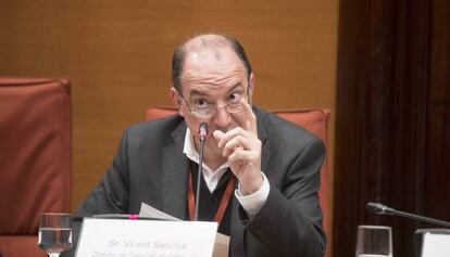 El nuevo director de TV3, Vicent Sanchis, durante la comisi&oacute;n de control de la Corporaci&oacute;n Catalana de Radio i Televisi&oacute; en el Parlament de Catalu&ntilde;a. 