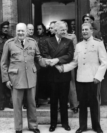 Churchill, Truman y Stalin en Alemania (1945.)