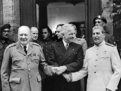 Churchill, Truman y Stalin en Alemania (1945.)