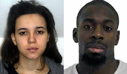 Fotografías de Hayat Boumeddiene y su pareja, Amedy Coulibaly, distribuidas por la policía francesa tras los atentados de enero de 2015