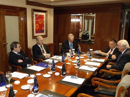 A. Brufau (Repsol), C. Alierta (Telefónica), José A. Muniz Lopes (Eletrobras), A. Zoido (BME), R. Ghilardi (Copel) y F. González (BBVA).