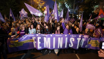 La exministra de Igualdad Irene Montero acude a la segunda marcha de Madrid contra la violencia machista.