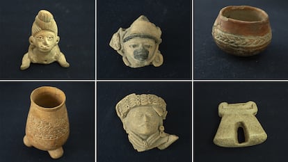 Piezas arqueológicas recuperadas por el Instituto Nacional de Antropología e Historia.