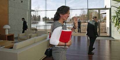 La presidenta del Banco Santander, Ana Botín, después de la presentación de los resultados del grupo en 2018.