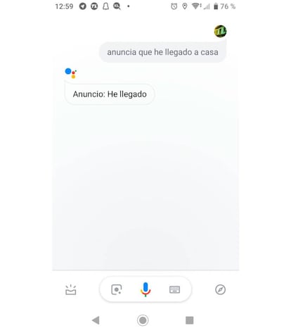 Esto es lo que veremos desde Google Assistant al anunciar nuestra presencia