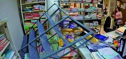 A collapsed shelf in a courthouse in Vilanova y la Geltrú, Catalonia.