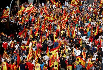 Ambient de la manifestació a via Laietana.