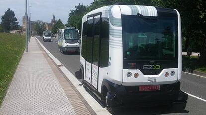 El autobús sin conductor de EasyMile en San Sebastián, como parte del proyecto CityMobil2.