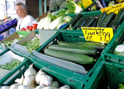 Venta de vegetales en una tienda de Hamburgo esta semana.