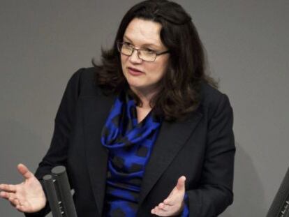 La ministra alemana de Trabajo y Asuntos Sociales, Andrea Nahles. 