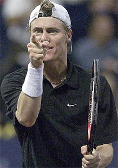 Un gesto expresivo de Lleyton Hewitt.