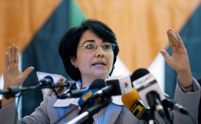 Hanin Zoabi en una rueda de prensa.