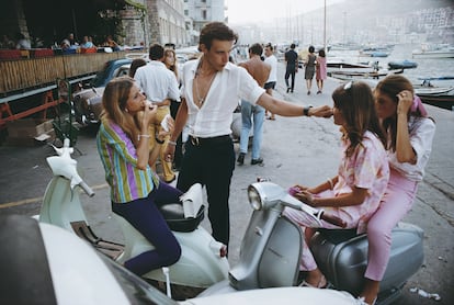 Porto Ercole, Italy, in the 1970s. Flirting took place face to face.