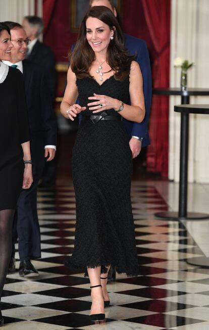 Kate Middleton, con otro vestido durante la recepción.