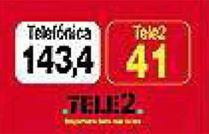 Anuncio de Tele2 donde compara sus tarifas con las de Telefónica.