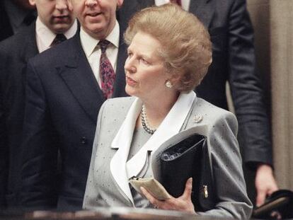 La exprimera ministra Margaret Thatcher en 1990. 